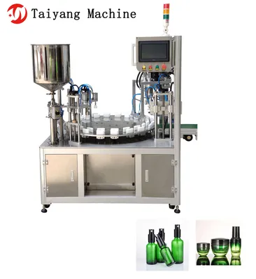 Suitable for Water; Cream and Oil Products Double - Head Rotary - Type Twisting Cover Filling Machine